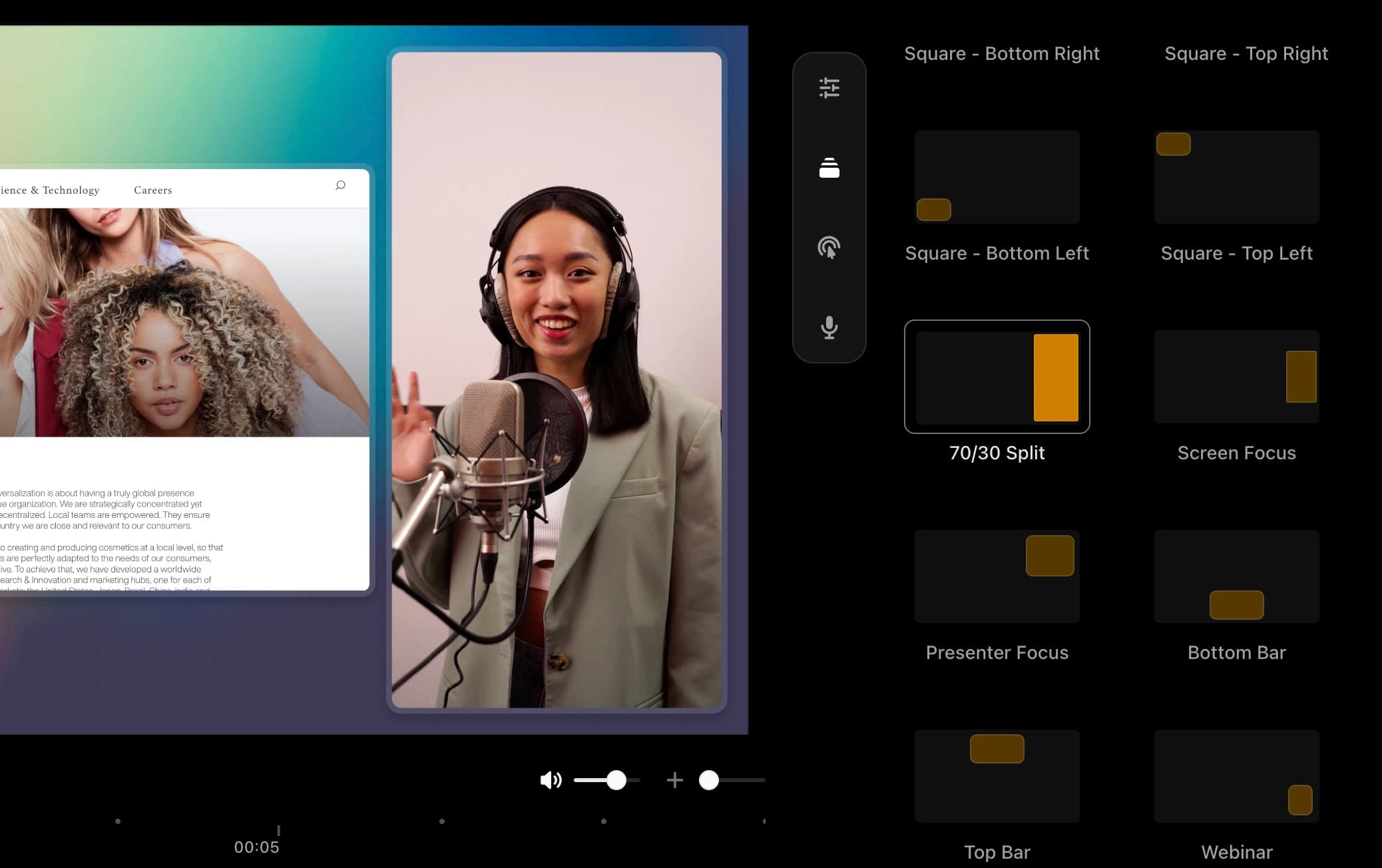 Video presentation maker with professional layout options